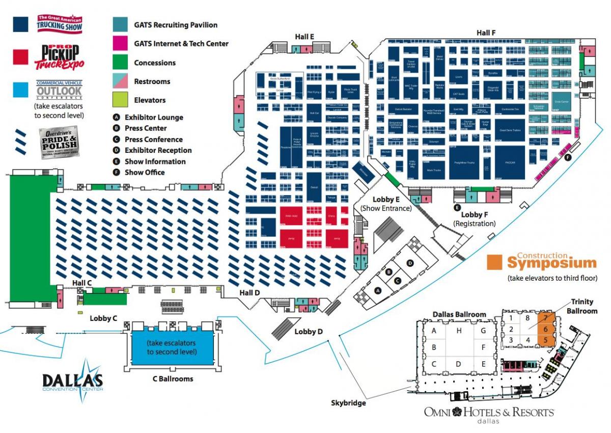mapa do centro de convenções de Dallas