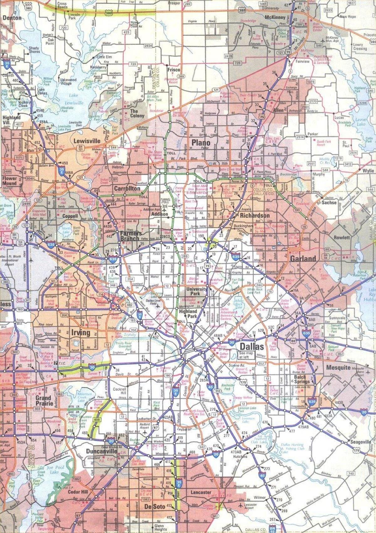 mapa de Dallas, Texas área