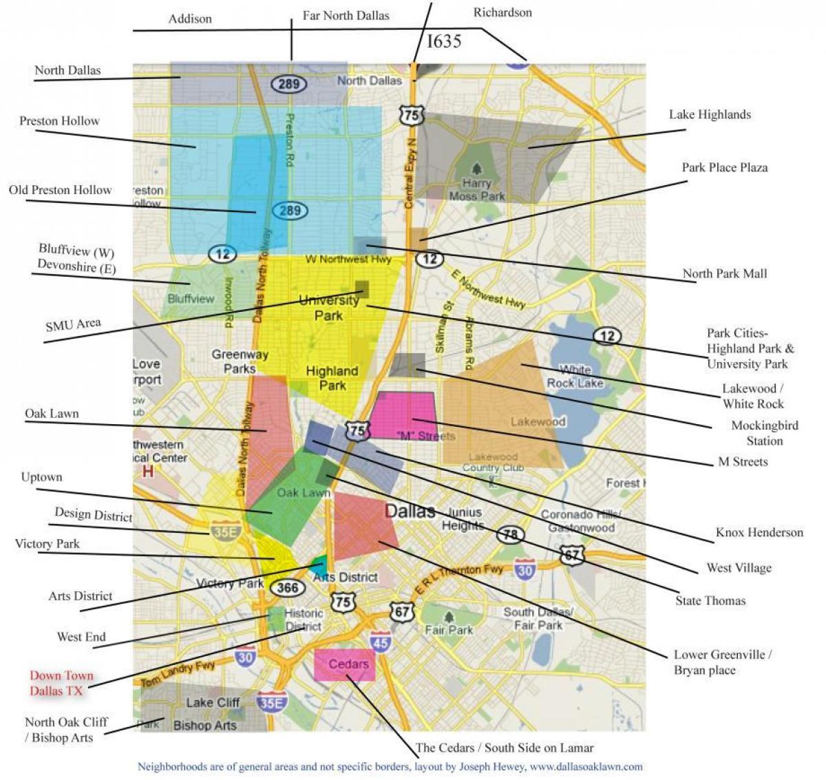 mapa de Dallas bairros