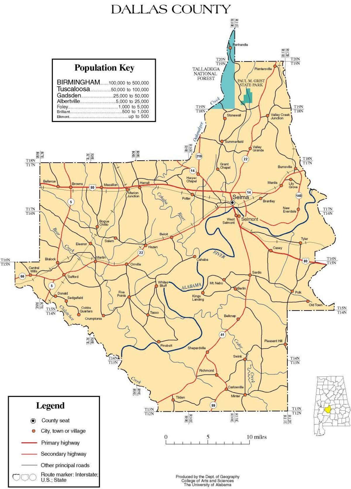 mapa de Dallas county