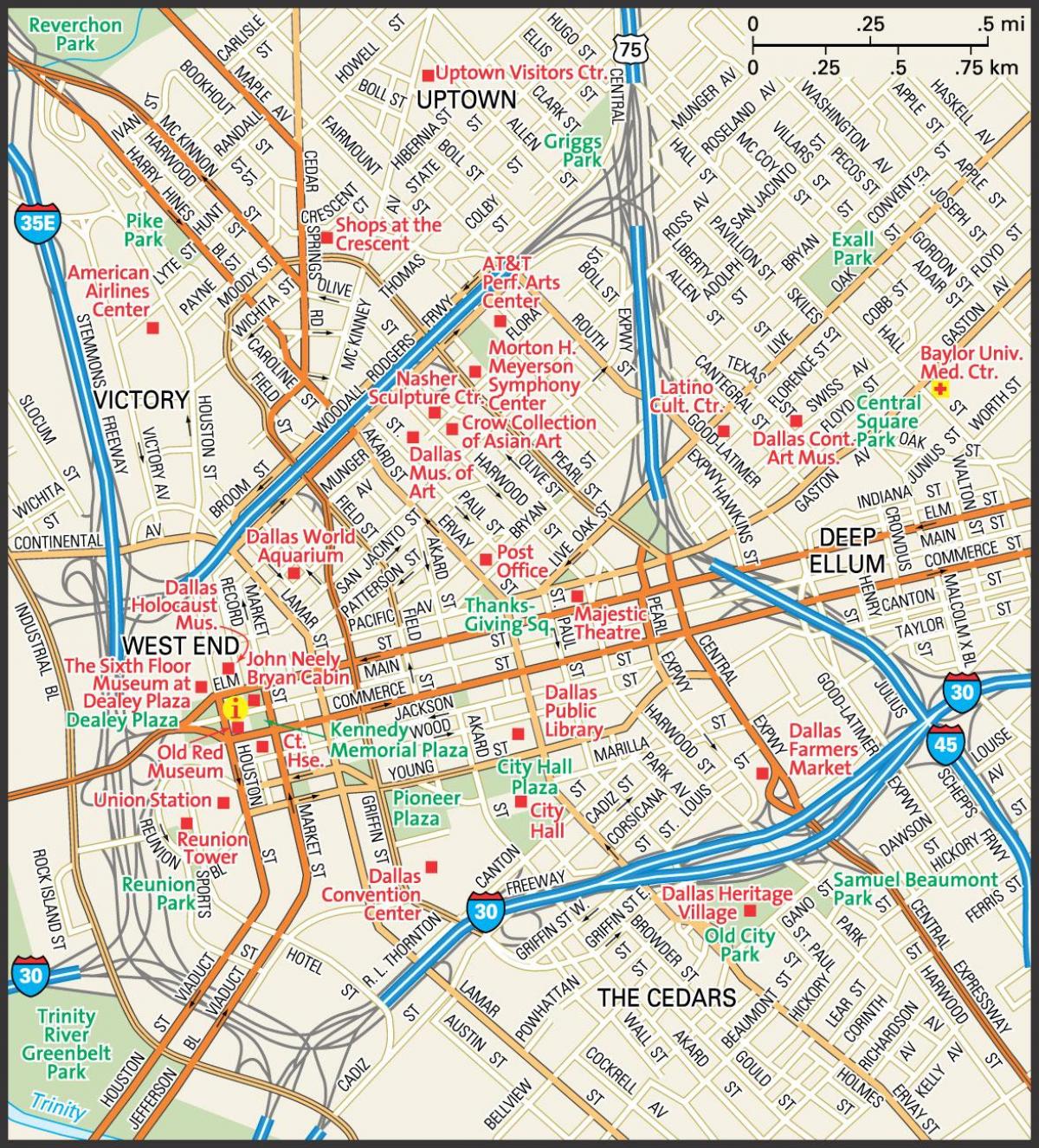 mapa de Dallas ruas