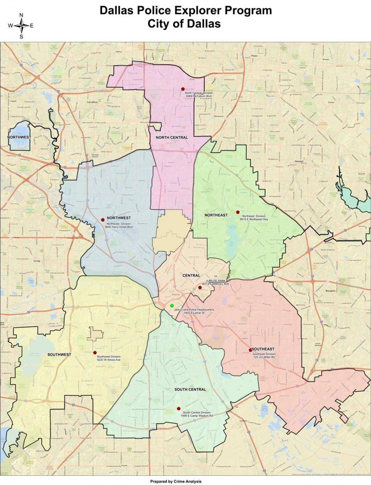 Dallas mapa da área