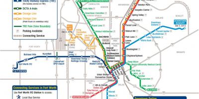 Light rail mapa de Dallas
