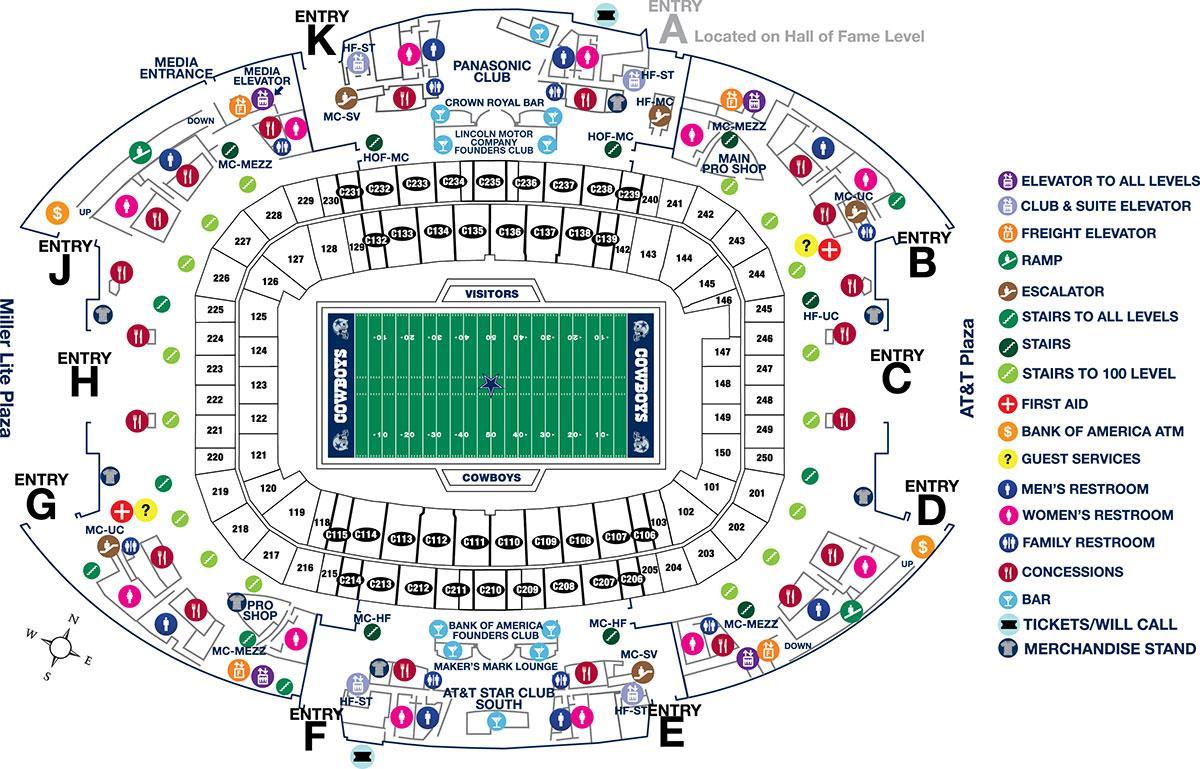 mapa da AT&T stadium