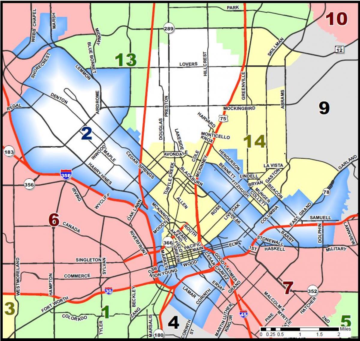 Da cidade de Dallas conselho distrital mapa