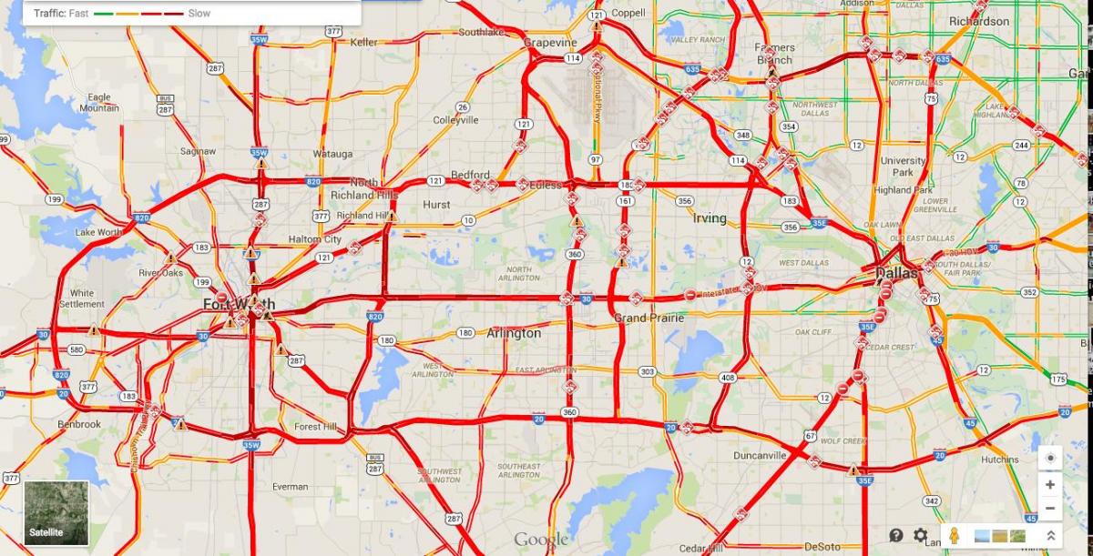 mapa de Dallas tráfego
