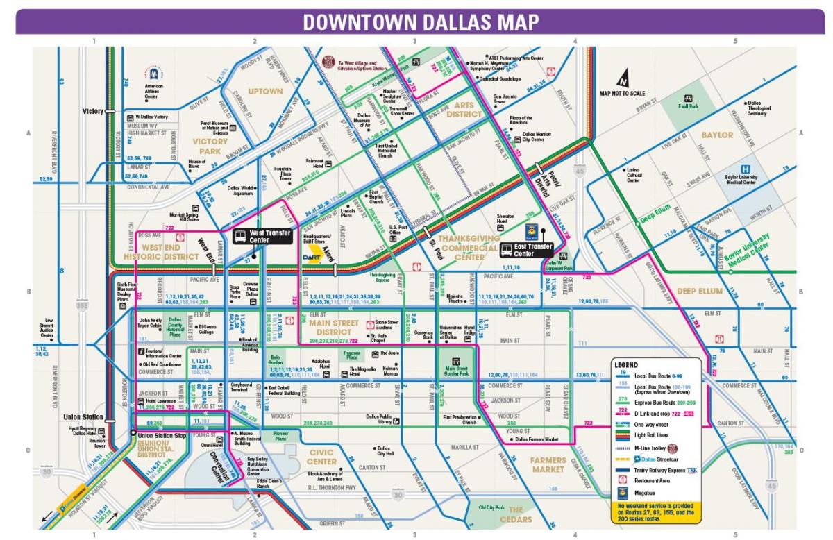 Dallas ônibus mapa de rotas