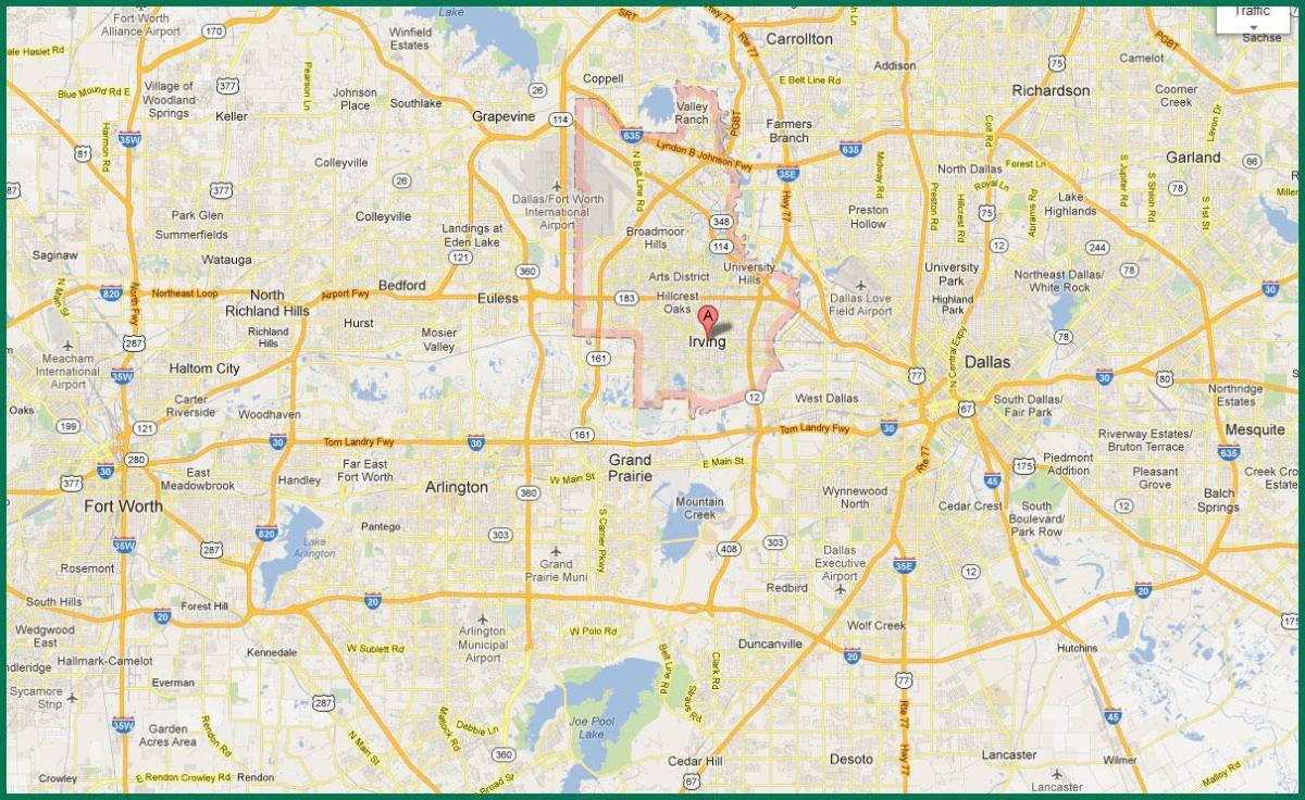 mapa da área de DFW