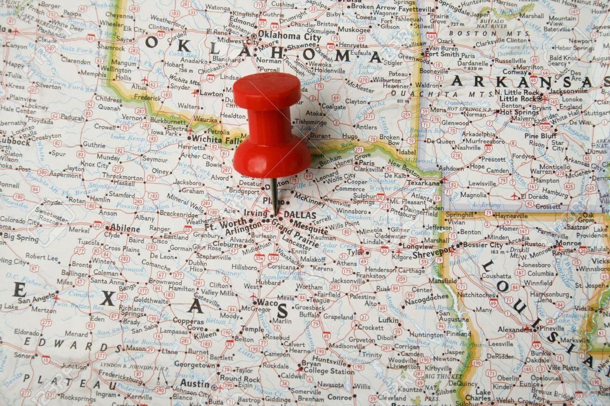 No mapa de Dallas