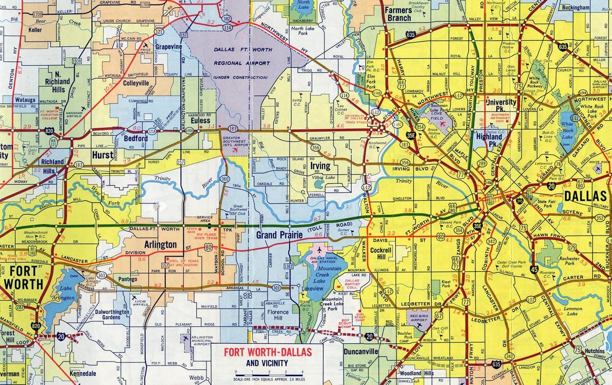 mapa de estradas de Dallas